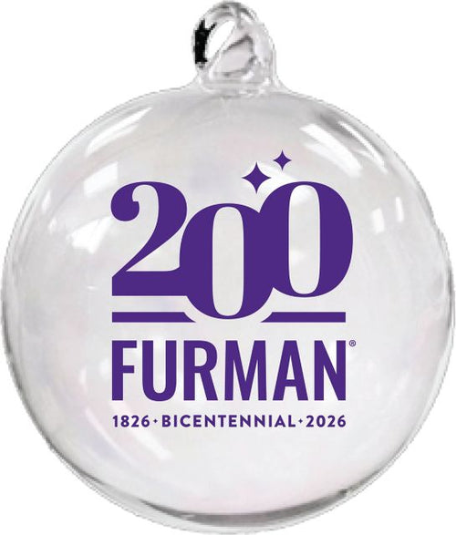 Furman University Bicentennial 3 Handblown Glass Ornament